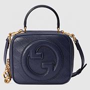 	 Bagsaaa Gucci Blondie Top Handle Blue Leather Bag - 17x15x9cm - 1
