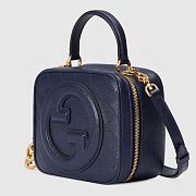 	 Bagsaaa Gucci Blondie Top Handle Blue Leather Bag - 17x15x9cm - 5