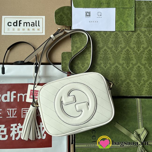 	 Bagsaaa Gucci Blondie Small Shoulder White Leather Bag - 21*15.5*5cm - 1