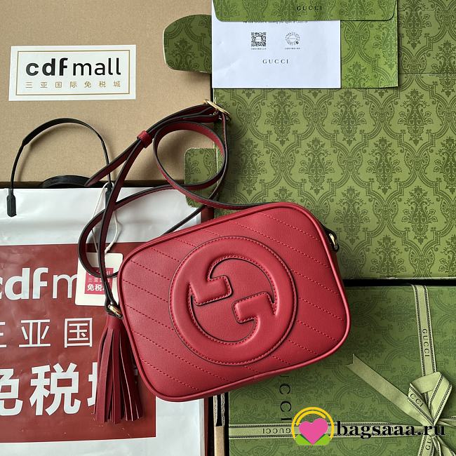 	 Bagsaaa Gucci Blondie Small Shoulder Red Leather Bag - 21*15.5*5cm - 1