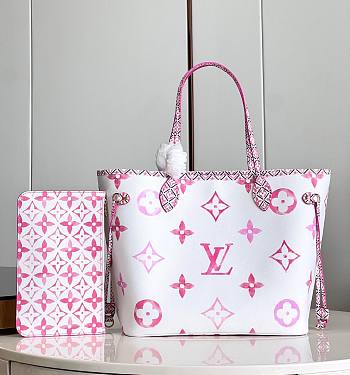 Bagsaaa Louis Vuitton By The Pool Neverfull MM Pink - 31*28*14cm