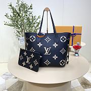 Bagsaaa Louis Vuitton Neverfull MM Bicolor Monogram Black and Beige - 31 x 28 x 14 cm - 1