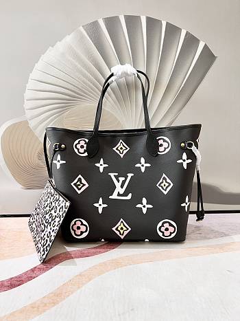 Bagsaaa Louis Vuitton Neverfull MM Wild At Heart Black - 31x28x14cm