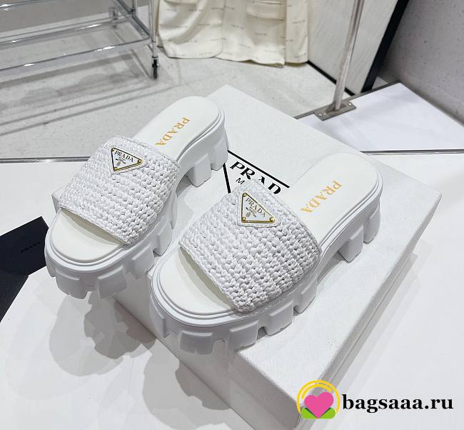 	 Bagsaaa Prada Raffia Sandals White - 1