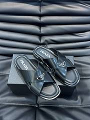 	 Bagsaaa Prada Black Smooth Leather Logo Slides - 5
