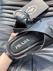 	 Bagsaaa Prada Black Smooth Leather Logo Slides - 2