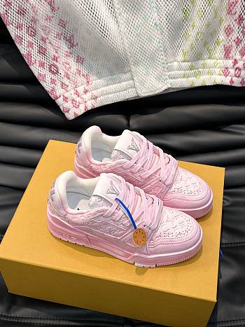 	 Bagsaaa Louis Vuitton Trainer Sneaker Pink Monogram-embossed grained calf leather