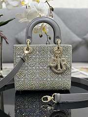 Bagsaaa Dior Lady Small Gray Smooth Calfskin and Satin with Bead Embroidery - 20 x 17 x 8 cm - 1