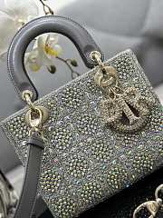 Bagsaaa Dior Lady Small Gray Smooth Calfskin and Satin with Bead Embroidery - 20 x 17 x 8 cm - 3