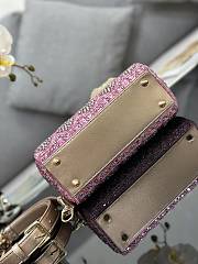 	 Bagsaaa Dior Lady Small Metallic Calfskin and Satin with Rose Des Vents Resin Pearl Embroidery - 20 x 17 x 8 cm - 2