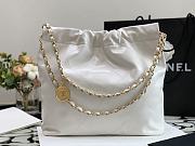 Bagsaaa Chanel 22 Small Handbag AS3260 White Calfskin & Black Logo - 35 × 37 × 7 cm - 5