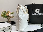 Bagsaaa Chanel 22 Small Handbag AS3260 White Calfskin & Black Logo - 35 × 37 × 7 cm - 4