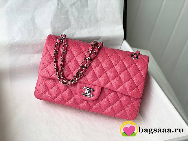 	 Bagsaaa Chanel Classic Flap Caviar Bag Pink Silver Hardware 25cm - 1