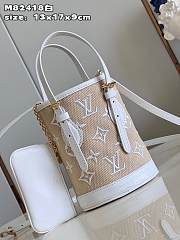 Bagsaaa Louis Vuitton Bucket Nano Bag White Beige With Lotus Cotton - 13 x 17 x 9 cm - 4