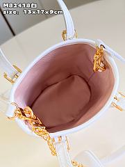 Bagsaaa Louis Vuitton Bucket Nano Bag White Beige With Lotus Cotton - 13 x 17 x 9 cm - 2