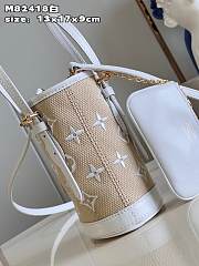 Bagsaaa Louis Vuitton Bucket Nano Bag White Beige With Lotus Cotton - 13 x 17 x 9 cm - 3