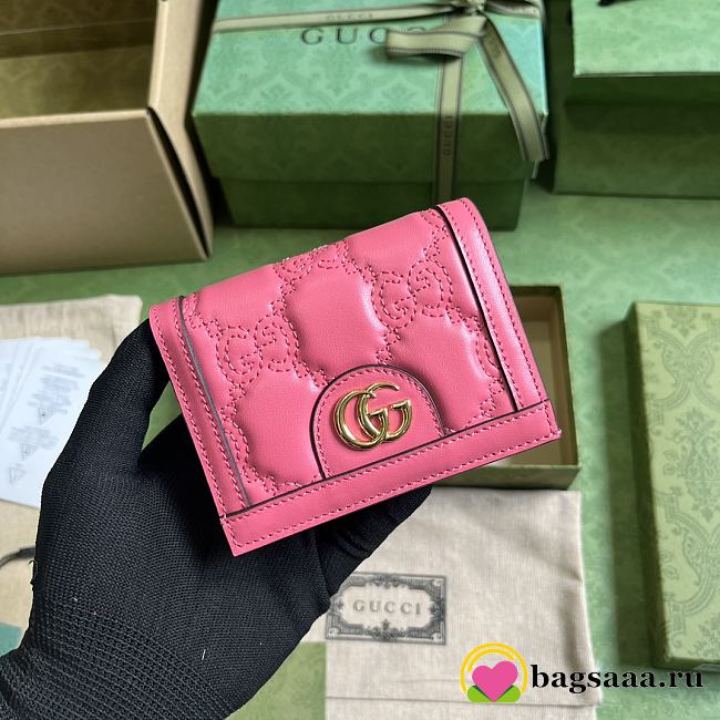 	 Bagsaaa Gucci GG MATELASSÉ CARD CASE WALLET PINK - 11 x 8.5 x 3cm - 1