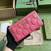 	 Bagsaaa Gucci GG MATELASSÉZIP AROUND WALLET PINK - W19.5cm x H11cm x D3cm - 1