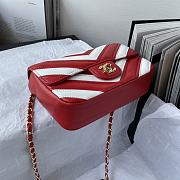 	 Bagsaaa Chanel Flap Bag Chevron Red and White - 20*13*5cm - 3