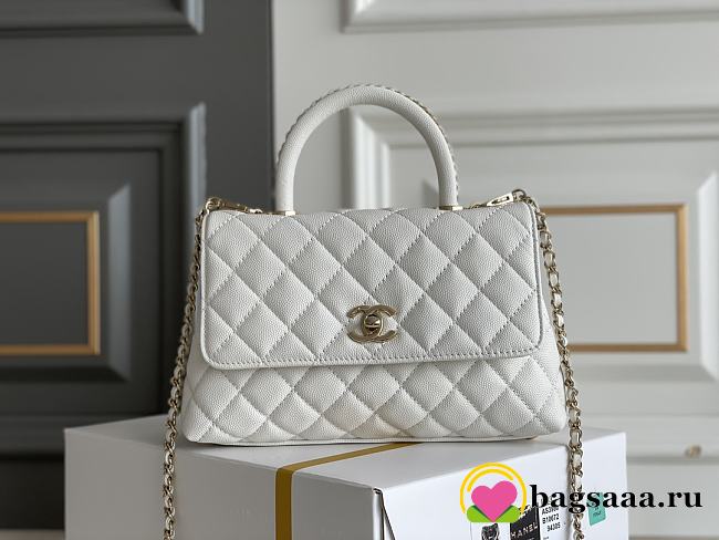 	 Bagsaaa Chanel Coco Handle White Bag - 24x14x10cm - 1