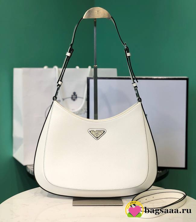 	 Bagsaaa Prada Hobo Saffiano White Bag - 18.5x4x30cm - 1