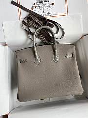 	 Bagsaaa Hermes Birkin Touch Togo Leather and Shiny Niloticus Crocodile Dark Grey - 25cm - 6