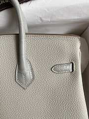 	 Bagsaaa Hermes Birkin Touch Togo Leather and Shiny Niloticus Crocodile Light Grey - 25cm - 2