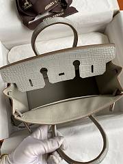 	 Bagsaaa Hermes Birkin Touch Togo Leather and Shiny Niloticus Crocodile Light Grey - 25cm - 3