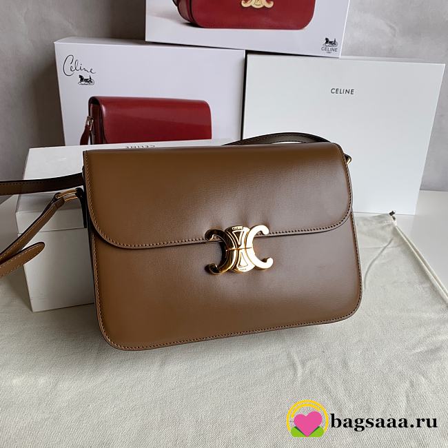 	 Bagsaaa Celine Classique Triomphe In shiny Calfskin Leather Brown - 25 X 18 X 7.5 cm - 1