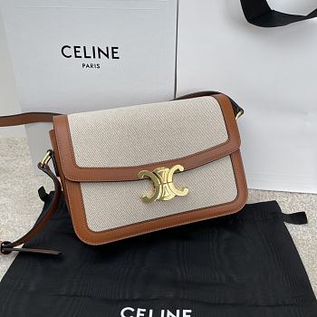 Bagsaaa Celine Classique Triomphe In Canvas Brown and Beige - 22.5 X 16.5 X 7.5cm