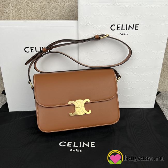 	 Bagsaaa Celine Classique Triomphe In shiny Calfskin Leather Brown - 22.5 X 16.5 X 7.5 cm - 1