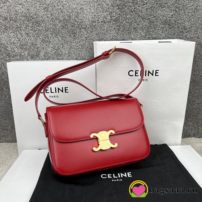 	 Bagsaaa Celine Classique Triomphe In shiny Calfskin Leather Red - 22.5 X 16.5 X 7.5 cm - 1