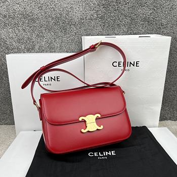 	 Bagsaaa Celine Classique Triomphe In shiny Calfskin Leather Red - 22.5 X 16.5 X 7.5 cm