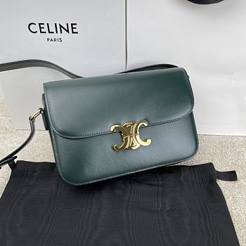 	 Bagsaaa Celine Classique Triomphe In shiny Calfskin Leather Dark Green - 22.5 X 16.5 X 7.5 cm