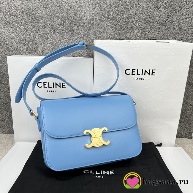 Bagsaaa Celine Classique Triomphe In shiny Calfskin Leather Blue - 22.5 X 16.5 X 7.5 cm - 1