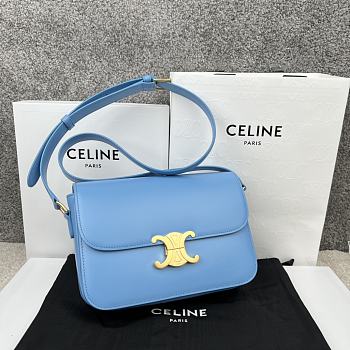 Bagsaaa Celine Classique Triomphe In shiny Calfskin Leather Blue - 22.5 X 16.5 X 7.5 cm
