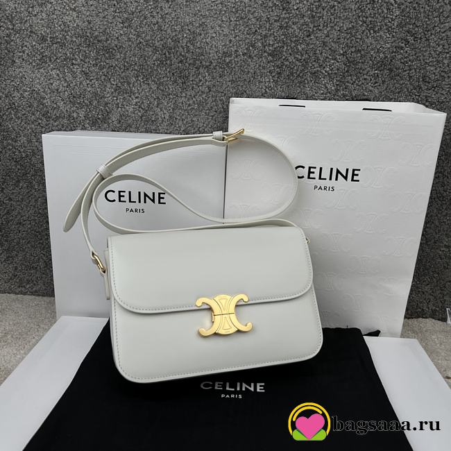 Bagsaaa Celine Classique Triomphe In shiny Calfskin Leather White - 22.5 X 16.5 X 7.5 cm - 1