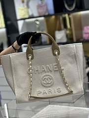 Bagsaaa Chanel Natural Canvas and Tan Leather Large Pearl Deauville Tote - 30*39*22cm - 1