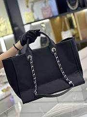 	 Bagsaaa Chanel Natural Canvas and Black Leather Large Pearl Deauville Tote - 30*39*22cm - 6