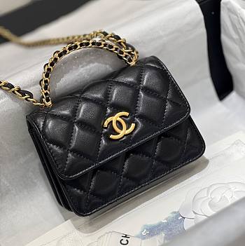 Bagsaaa Chanel Small Lambskin Flap Black Bag - 12.5x9.5x3.5cm 