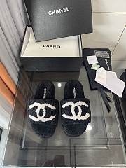 Bagsaaa Chanel Fur Leather Black Slides - 1