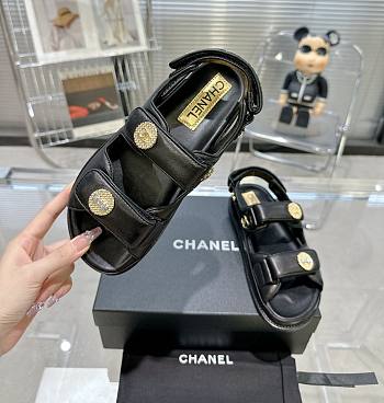 Bagsaaa Chanel Sandals Lambskin Leather Black