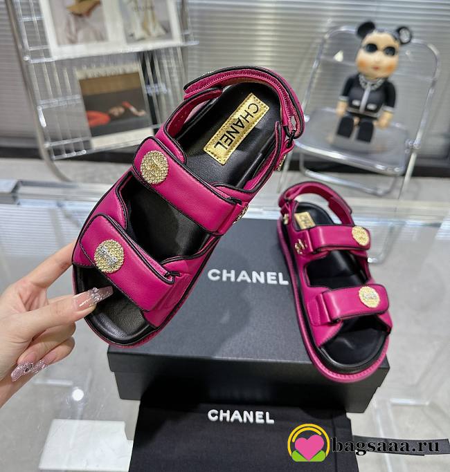 	 Bagsaaa Chanel Sandals Lambskin Leather Pink - 1