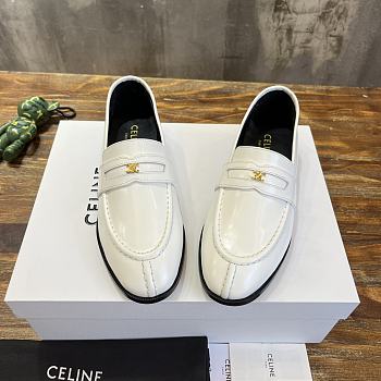 	 Bagsaaa Celine White Loafers With Triomphe Logo
