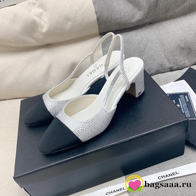 	 Bagsaaa Chanel Mary Jane Crystal White Shoes 6.5 cm - 1