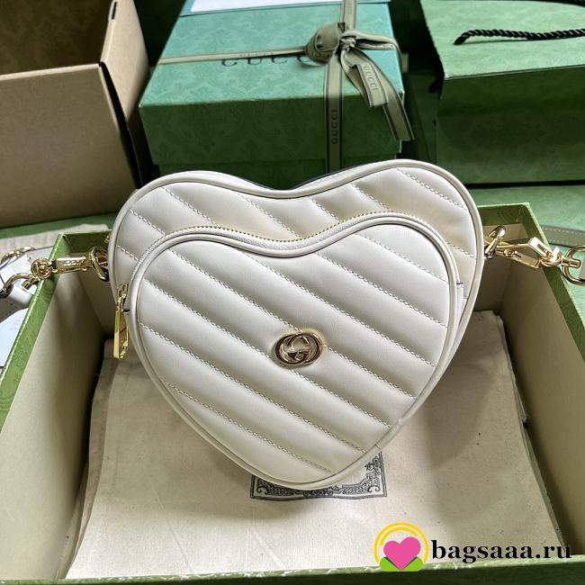 Bagsaaa Gucci Interlocking G mini white heart bag - 20x17.5x6.5cm - 1