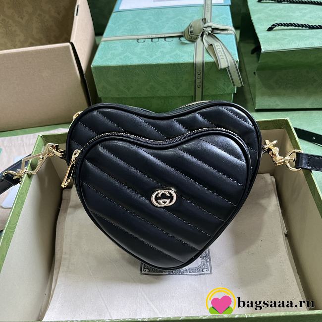 	 Bagsaaa Gucci Interlocking G mini Black heart bag - 20x17.5x6.5cm - 1