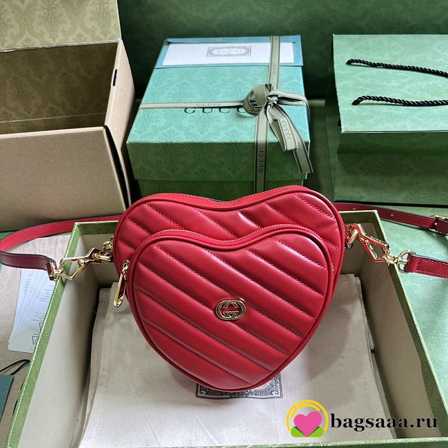 	 Bagsaaa Gucci Interlocking G mini red heart bag - 20x17.5x6.5cm - 1