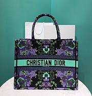 Bagsaaa Dior Medium Book Tote Multicolor Dior Indian Purple Embroidery - 36x28x18cm - 1