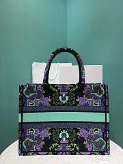 Bagsaaa Dior Medium Book Tote Multicolor Dior Indian Purple Embroidery - 36x28x18cm - 3